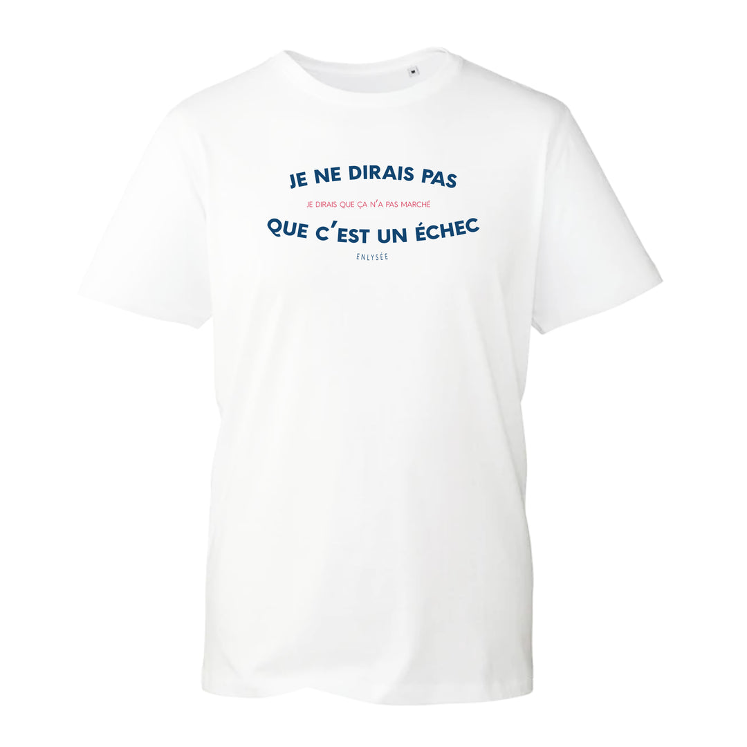 T-shirt blanc logo échec enlysee en bleu