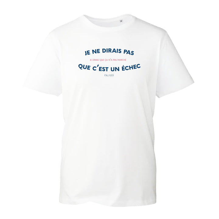 T-shirt blanc logo échec enlysee en bleu