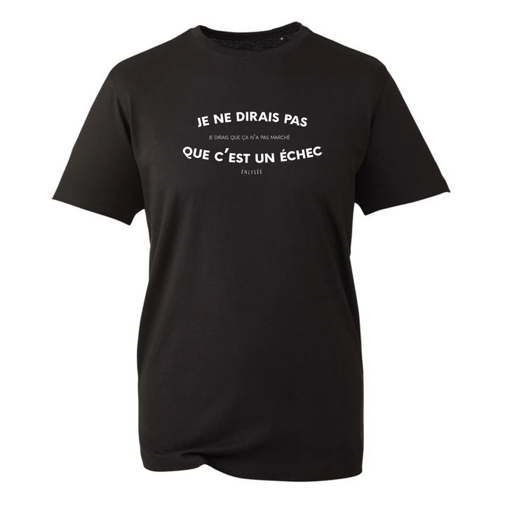 T-shirt noir logo échec enlysee en blanc