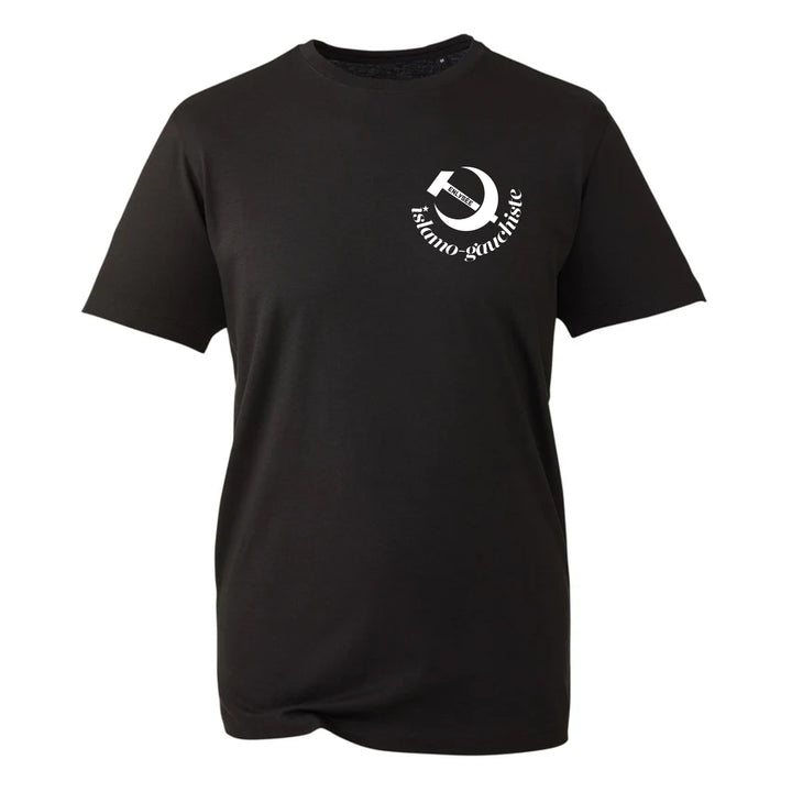 T-shirt noir avec logo enlysee islamogauchiste blanc