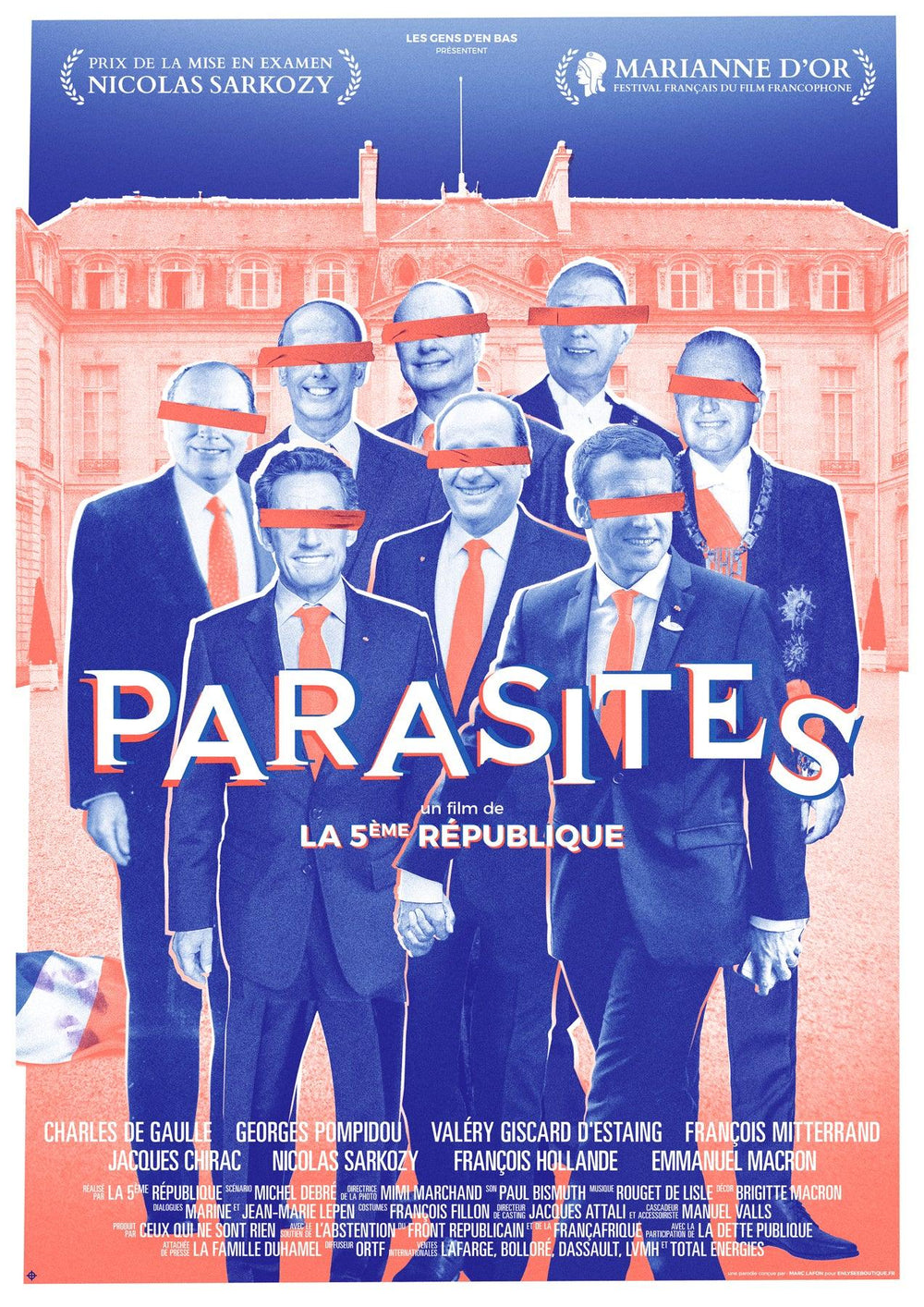 Affiche parasites par Marc Lafon risographie présidents français