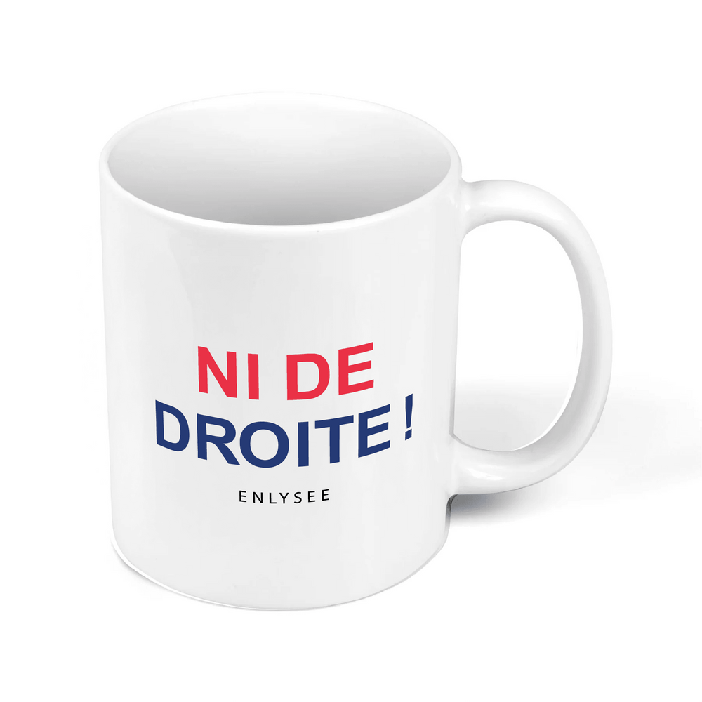 Mug blanc inscrit ni de gauche ni de droite vue de gauche