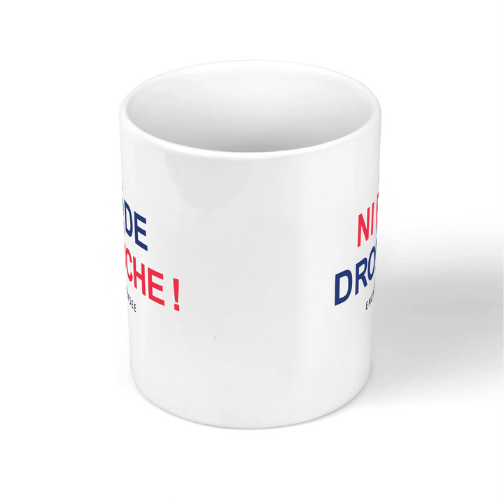 Mug blanc inscrit ni de gauche ni de droite vue de face