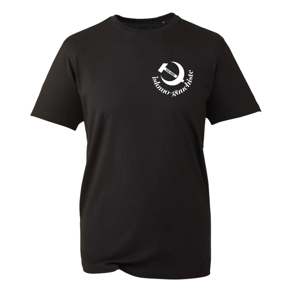 T-shirt noir avec logo enlysee islamogauchiste blanc