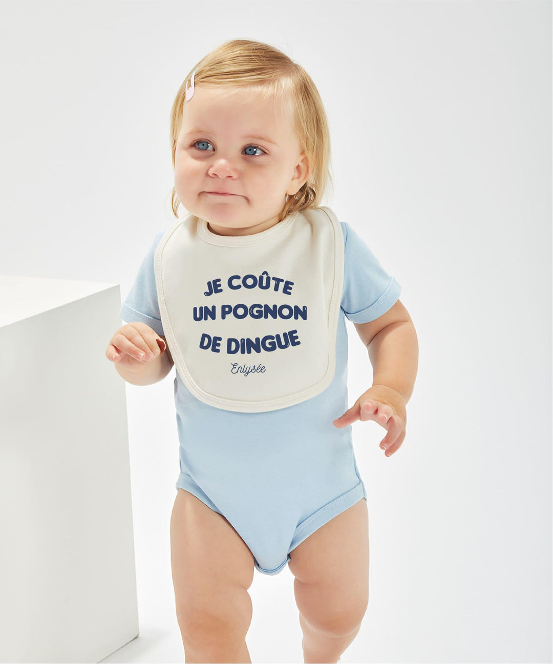 bavoir cornsilk bebe Pognon de dingue écrit en bleu