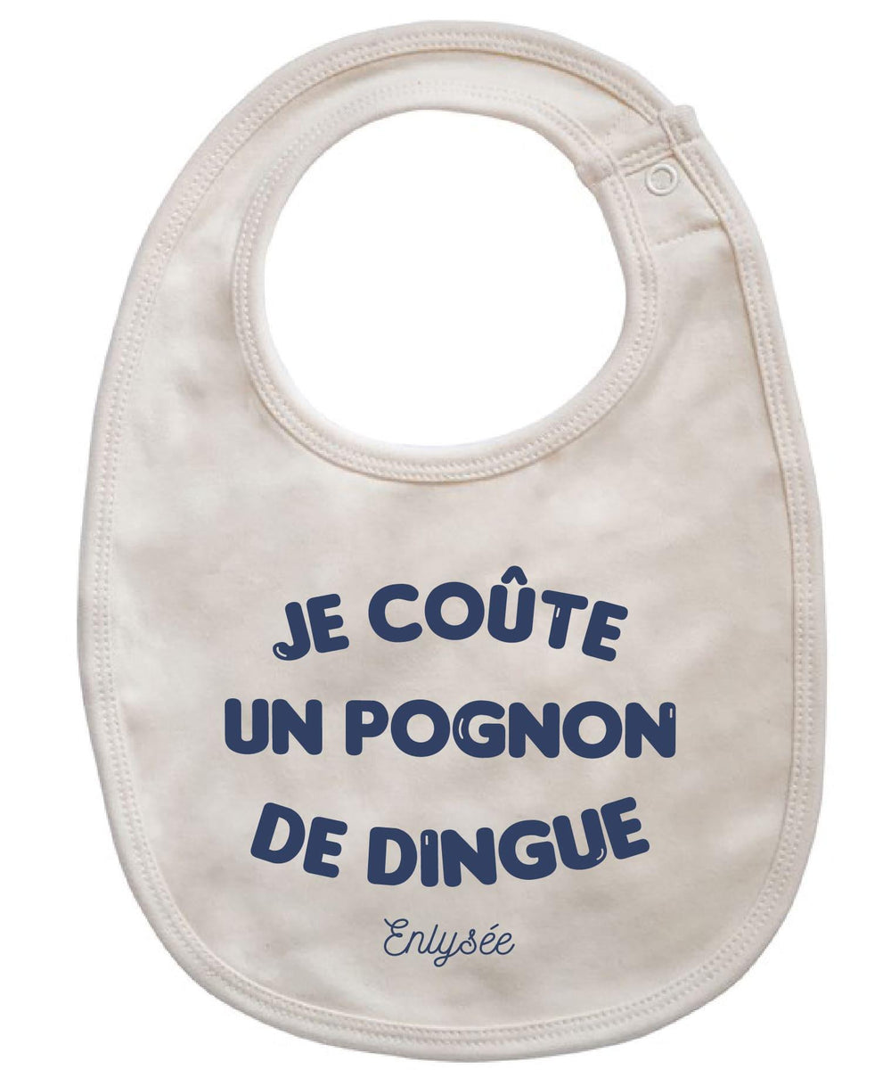 bavoir cornsilk bebe Pognon de dingue écrit en bleu