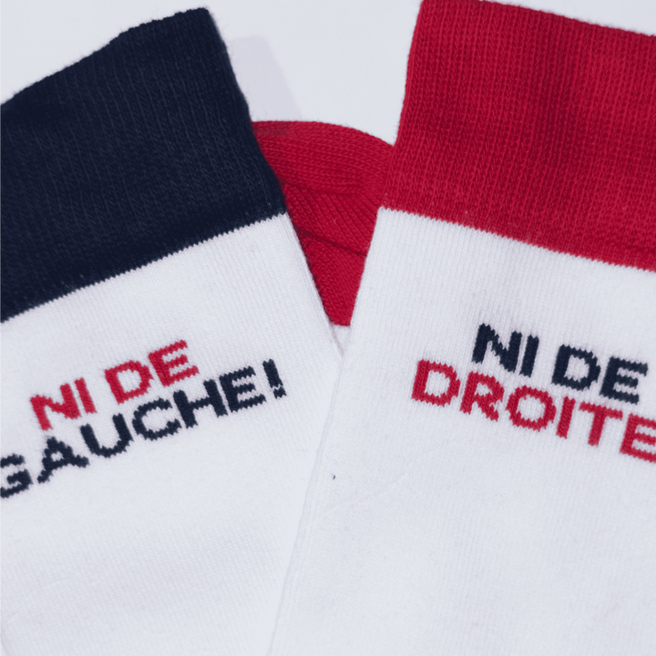 empiecement rouge et bleu "ni de gauche ni de droite"
