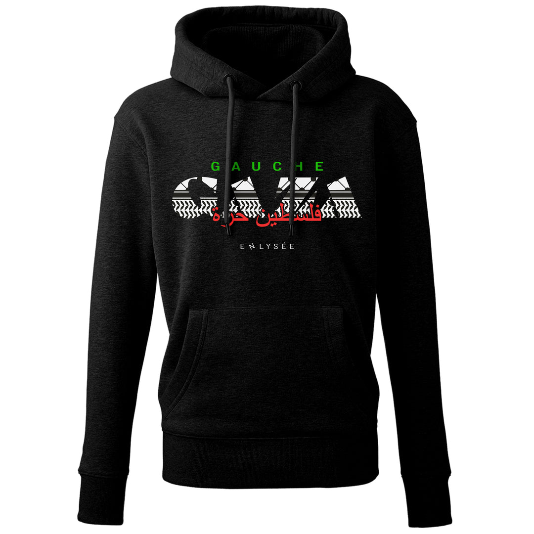 sweatshirt noir de la gauche gaza