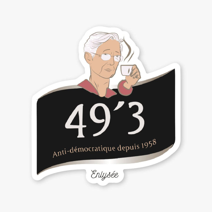 Sticker Enlysee Elisabeth Borne 49.3 café