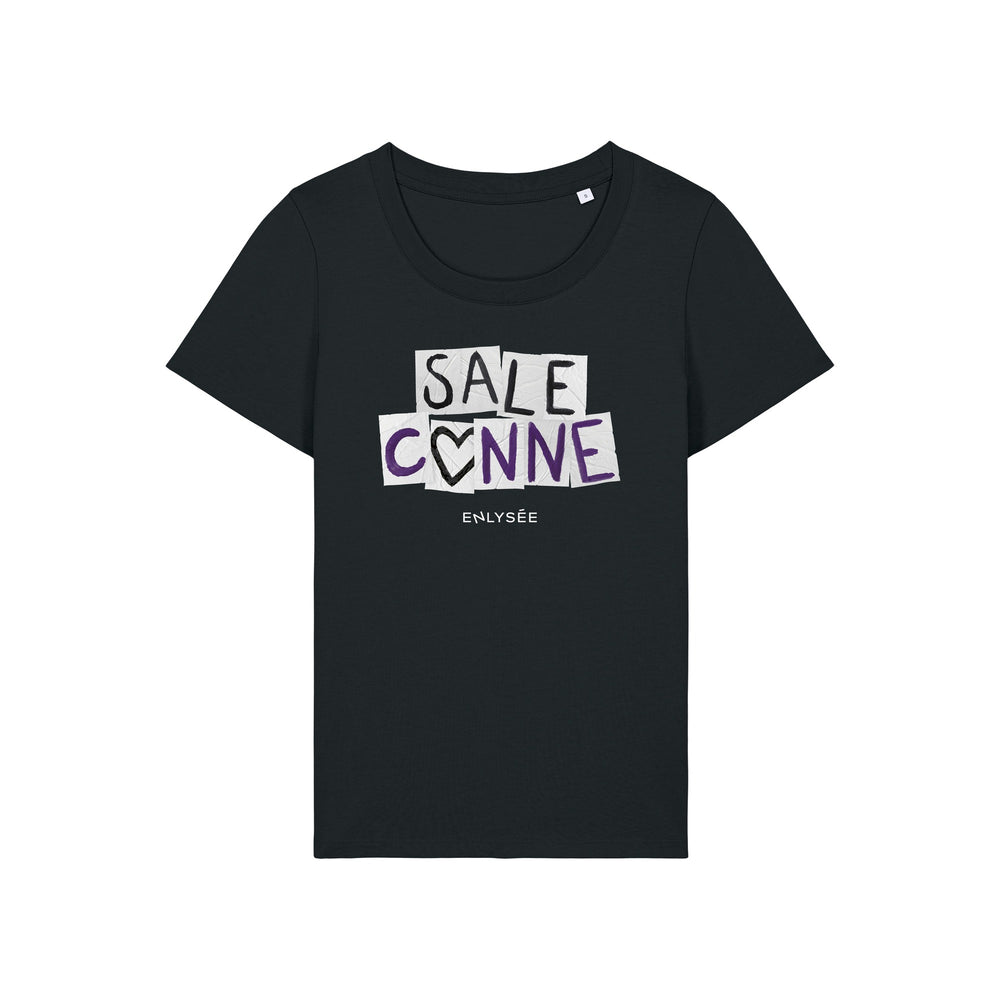 Tee-shirt noir de la sale conne en coupe femme