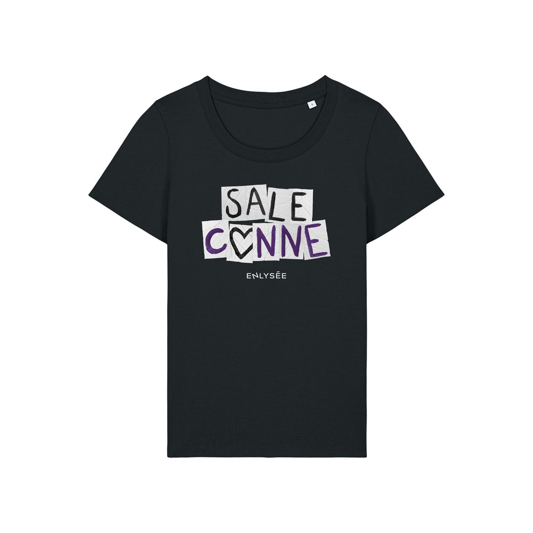 Tee-shirt noir de la sale conne en coupe femme