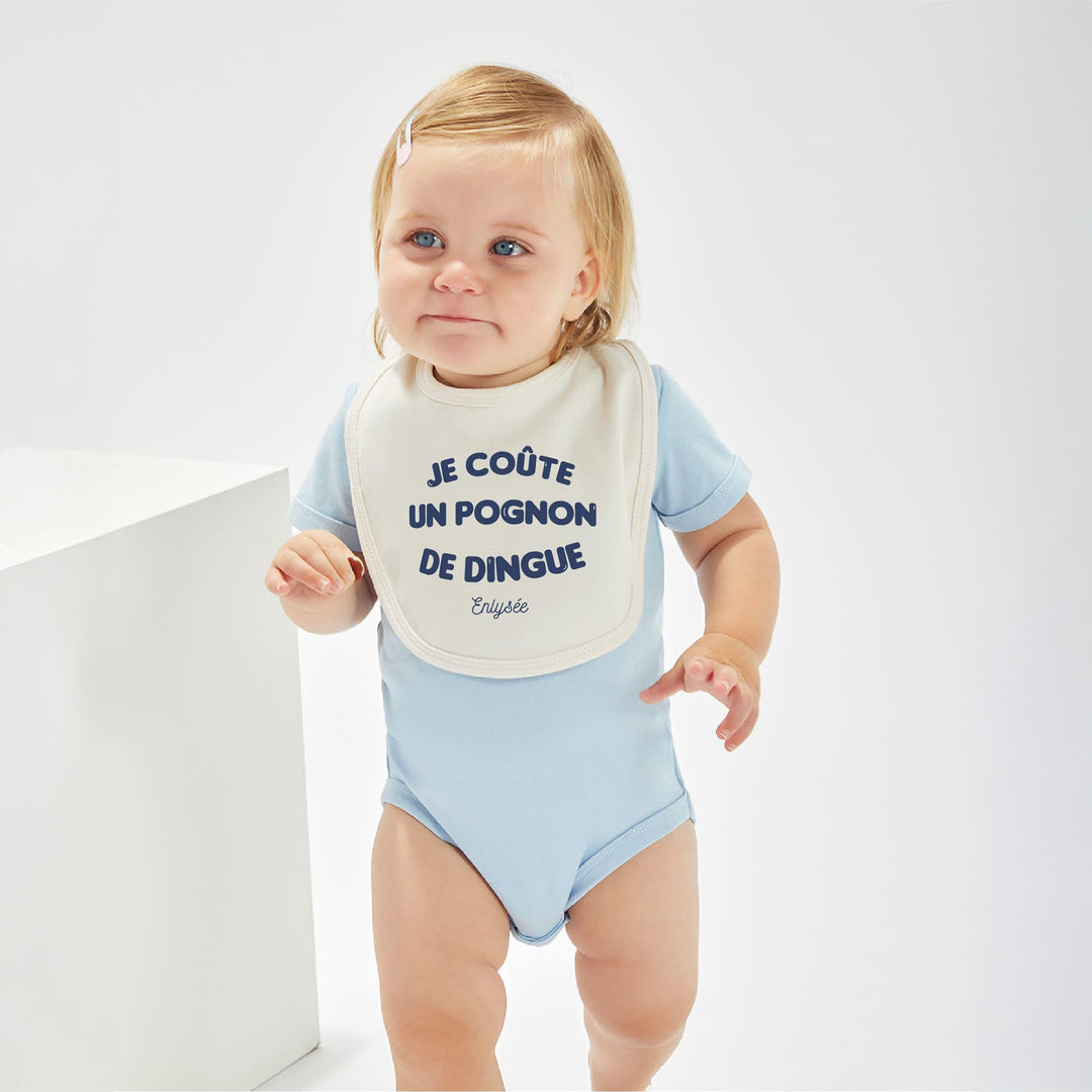 bavoir cornsilk bebe Pognon de dingue écrit en bleu